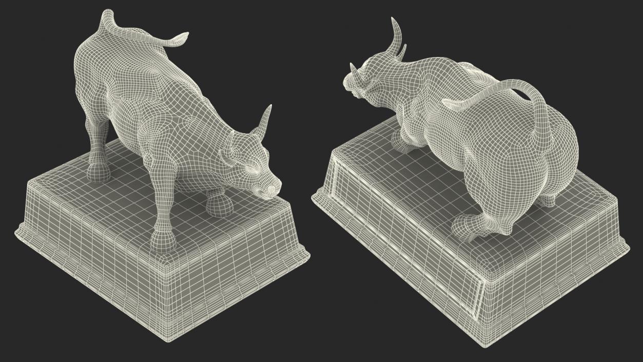 3D Wall Street Bull on Pedestal model