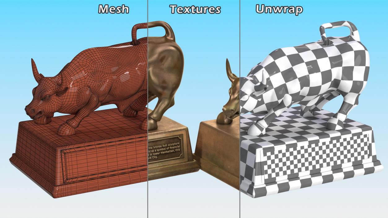 3D Wall Street Bull on Pedestal model