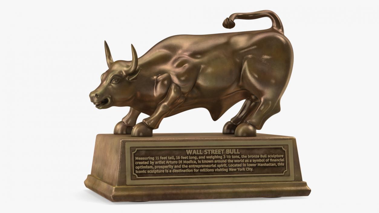 3D Wall Street Bull on Pedestal model