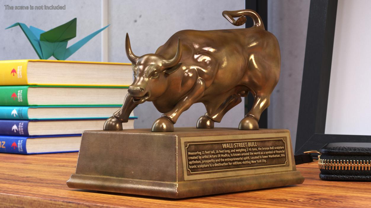 3D Wall Street Bull on Pedestal model