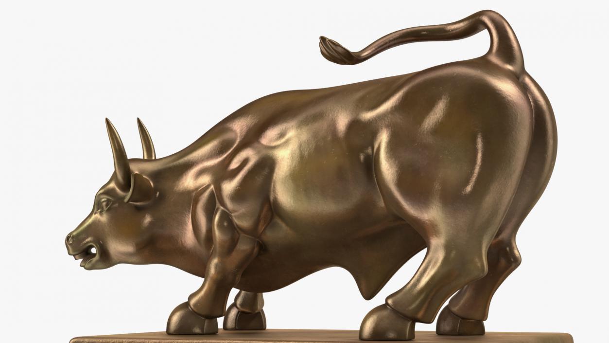 3D Wall Street Bull on Pedestal model