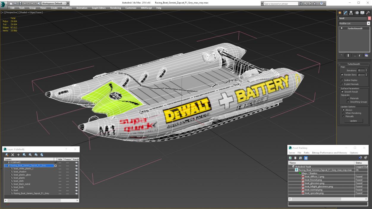 3D Racing Boat Gemini Zapcat F1 Grey model