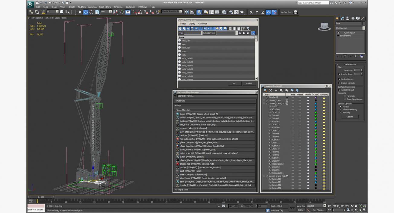 3D Crawler Crane Generic Rigged model