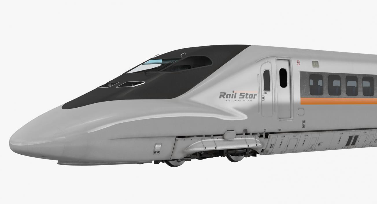 3D Bullet Train Locomotive Rail Star model