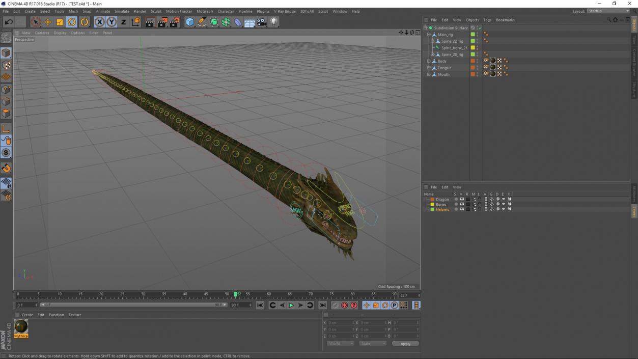 Mythical Serpentine Dragon Rigged for Cinema 4D 3D