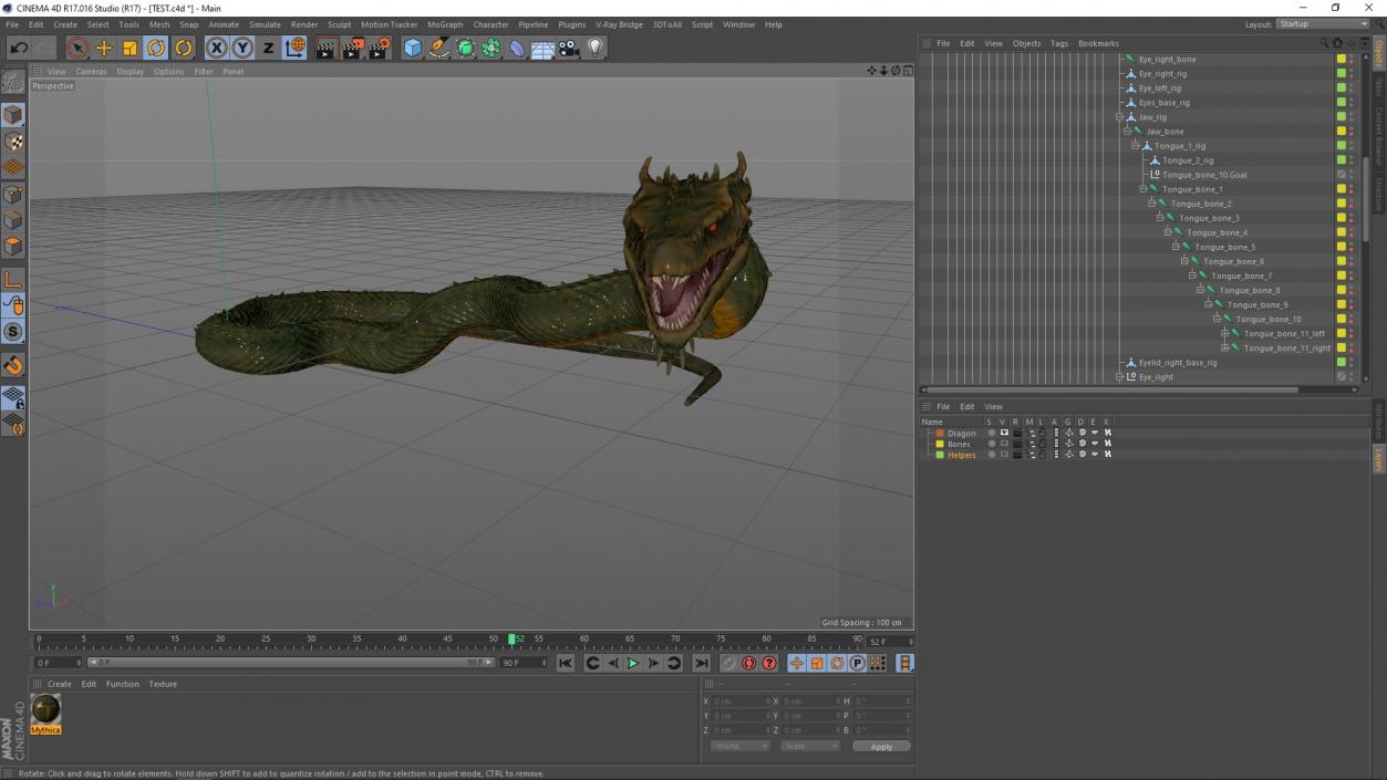 Mythical Serpentine Dragon Rigged for Cinema 4D 3D