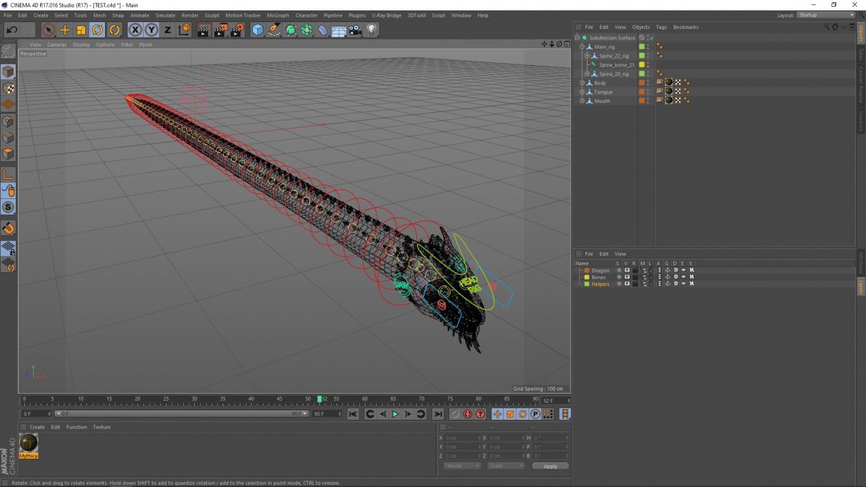 Mythical Serpentine Dragon Rigged for Cinema 4D 3D