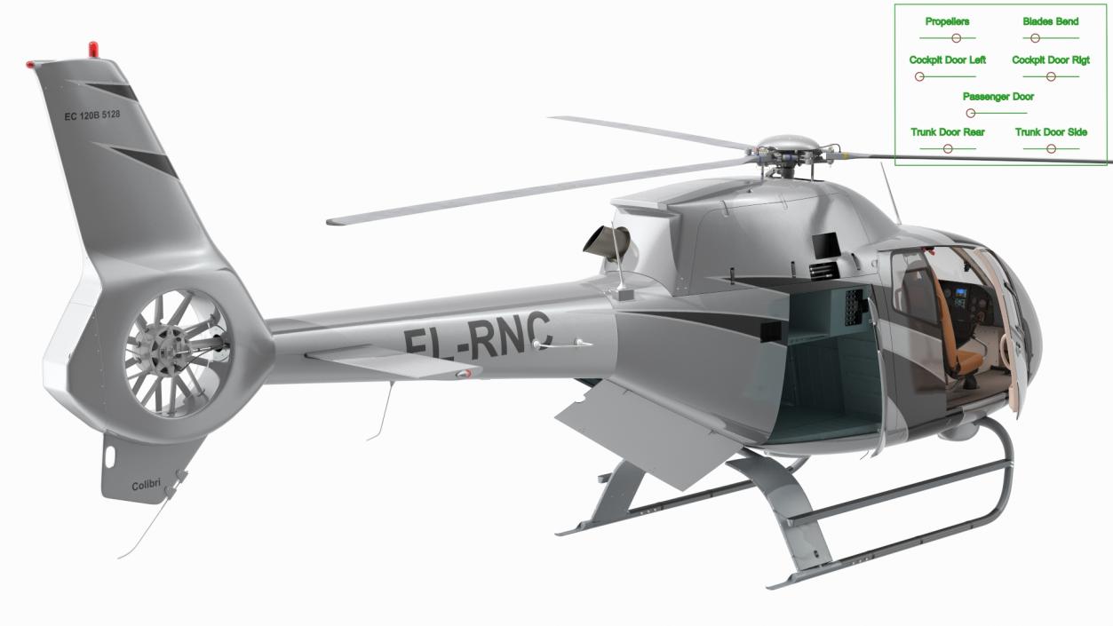 3D Airbus H120 Lightweight Helicopter Rigged