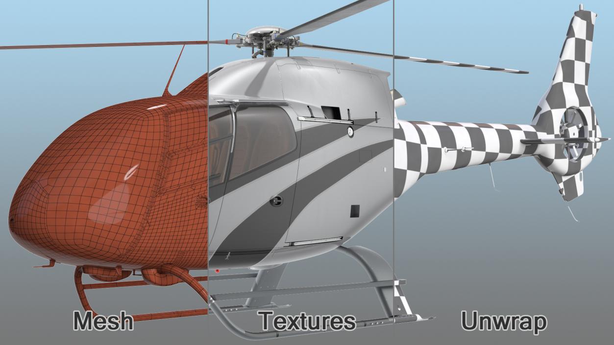 3D Airbus H120 Lightweight Helicopter Rigged