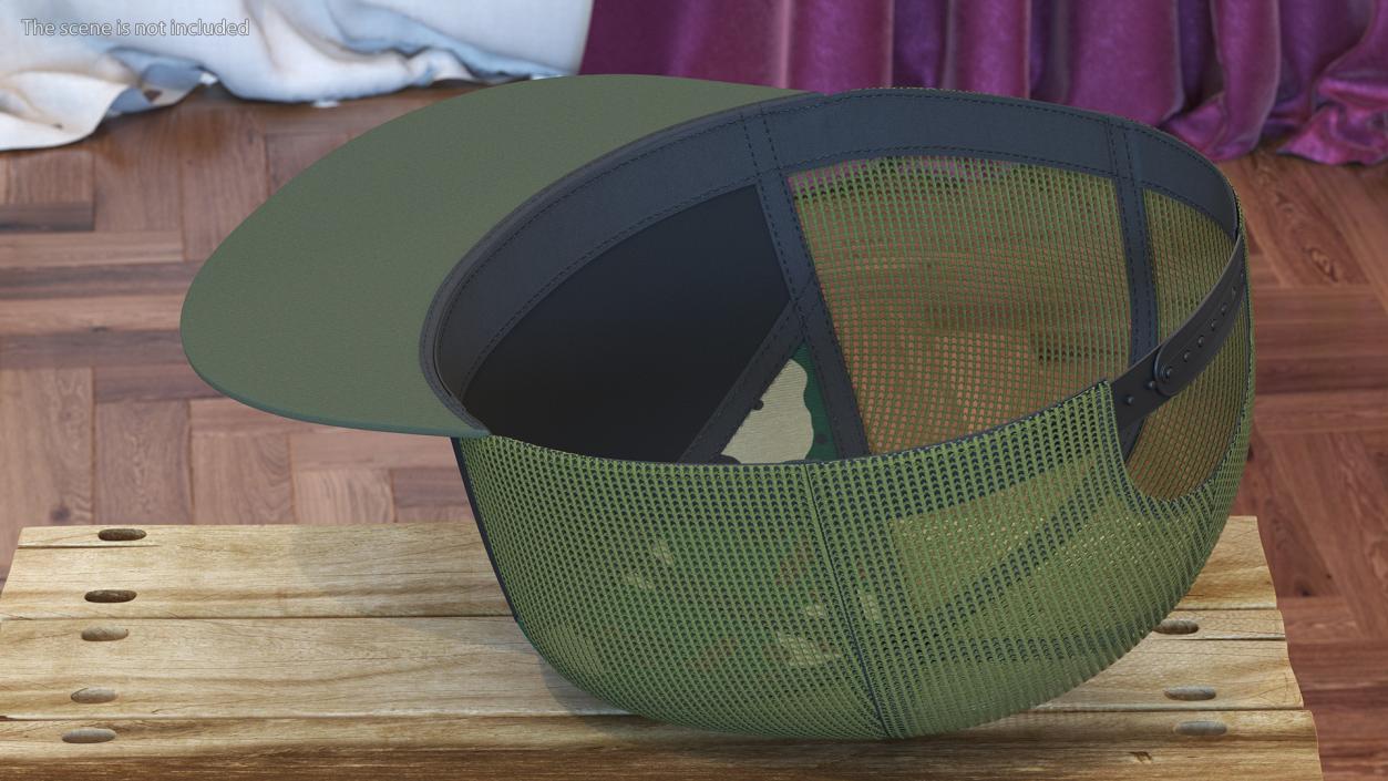 Seven Panel Trucker Cap Camouflage 3D model