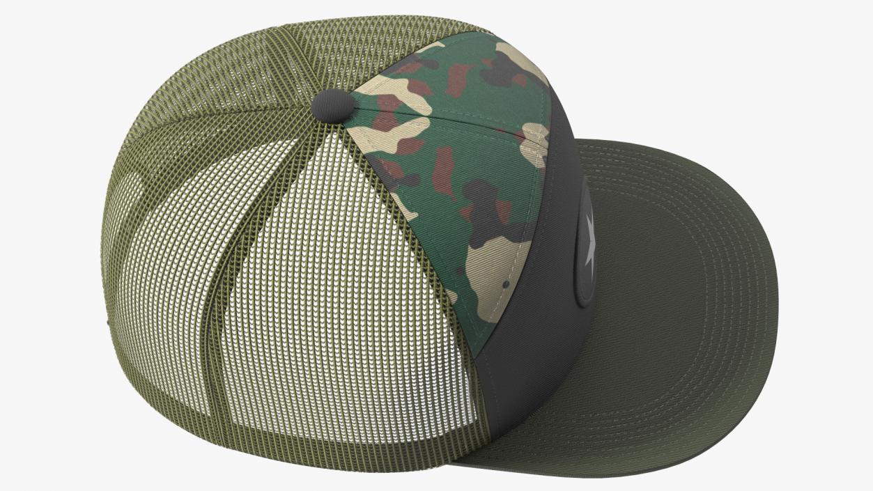 Seven Panel Trucker Cap Camouflage 3D model