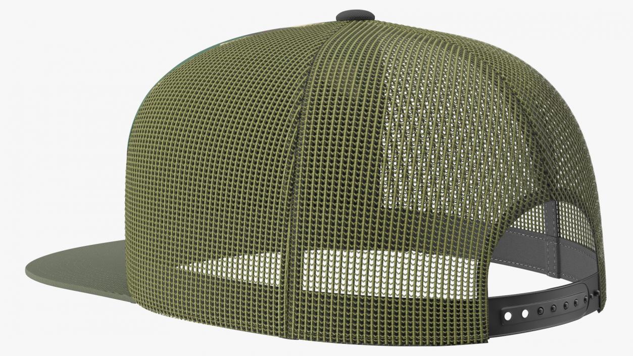 Seven Panel Trucker Cap Camouflage 3D model