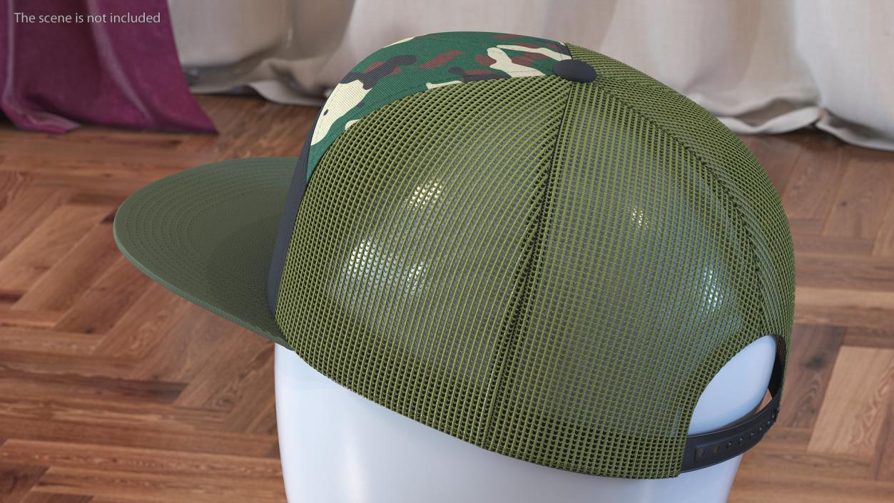 Seven Panel Trucker Cap Camouflage 3D model