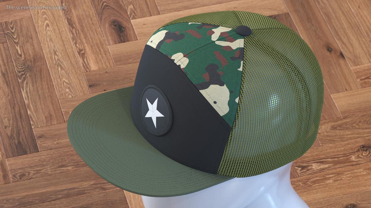 Seven Panel Trucker Cap Camouflage 3D model