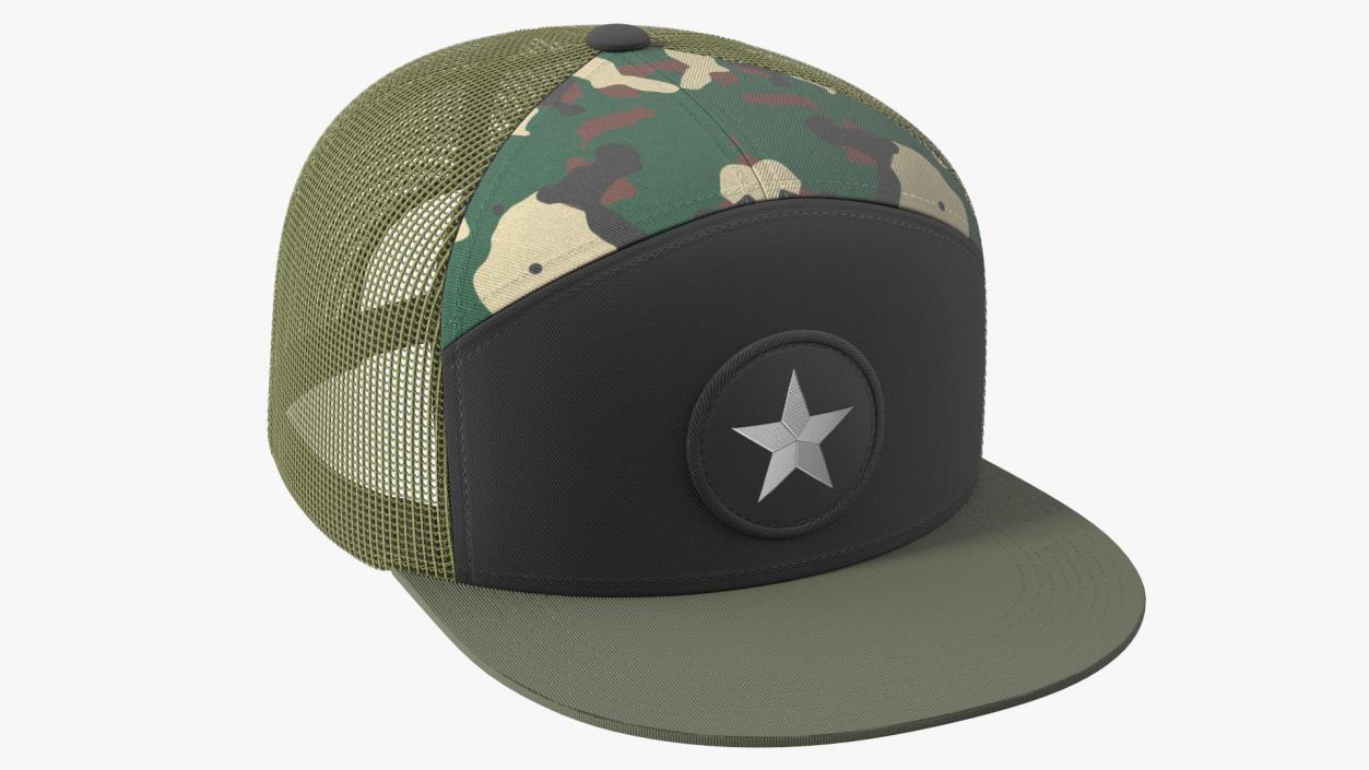 Seven Panel Trucker Cap Camouflage 3D model