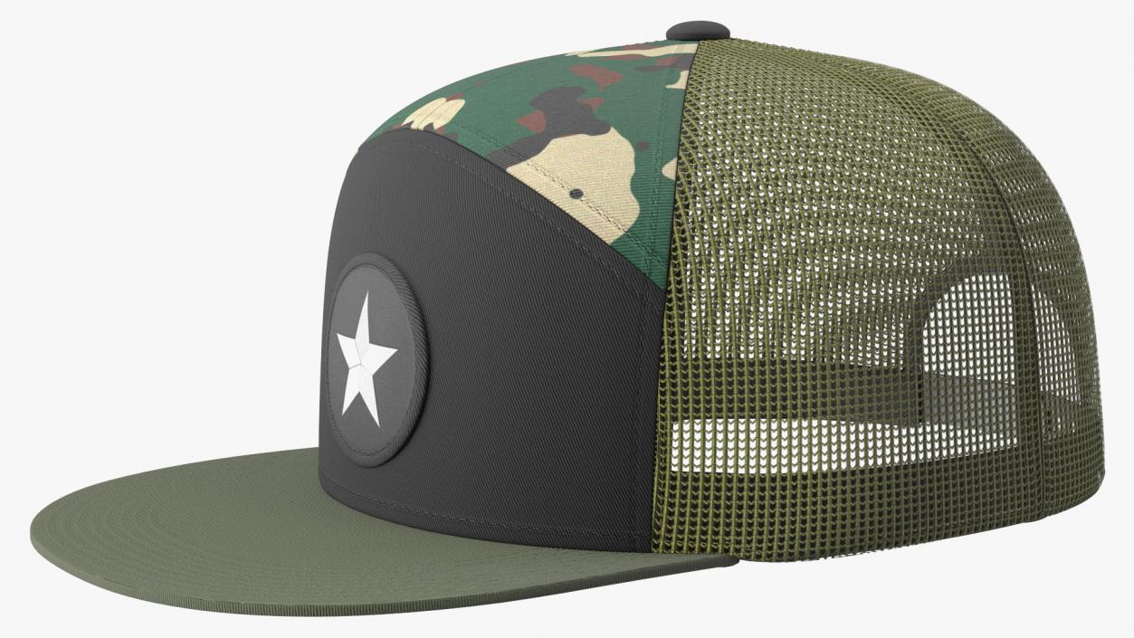 Seven Panel Trucker Cap Camouflage 3D model