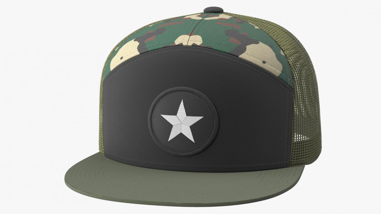 Seven Panel Trucker Cap Camouflage 3D model