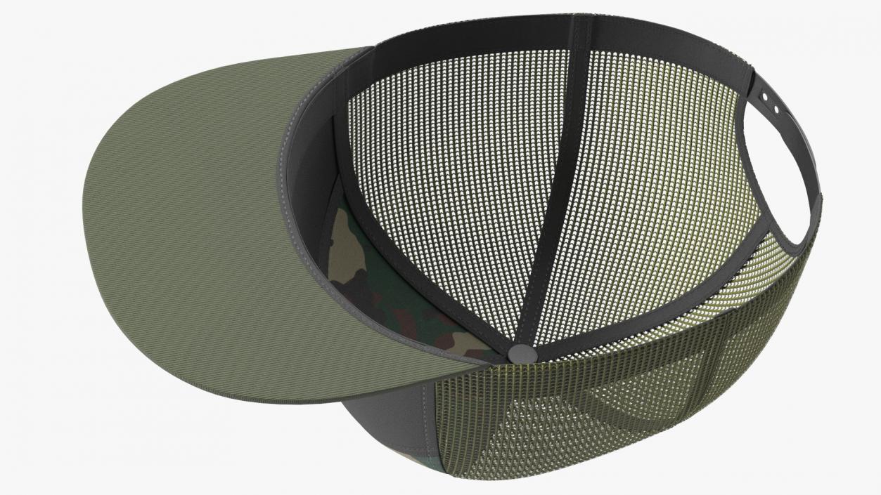 Seven Panel Trucker Cap Camouflage 3D model