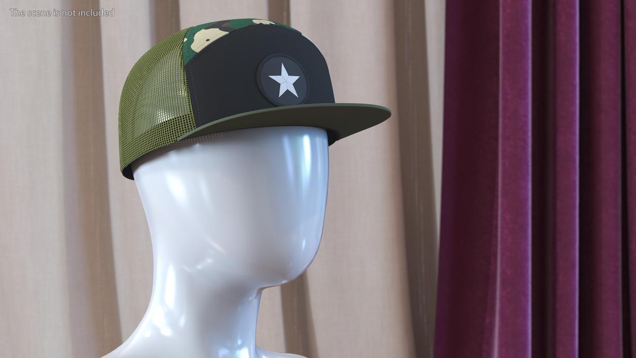 Seven Panel Trucker Cap Camouflage 3D model