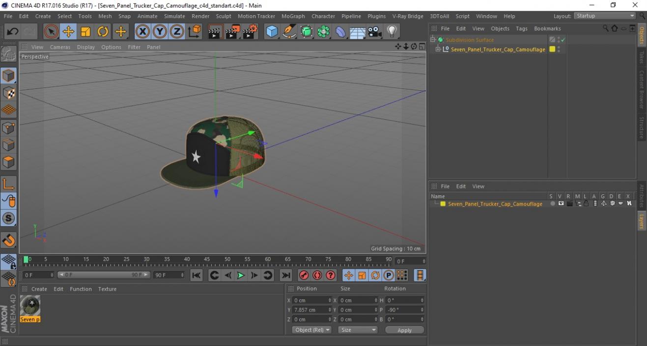 Seven Panel Trucker Cap Camouflage 3D model