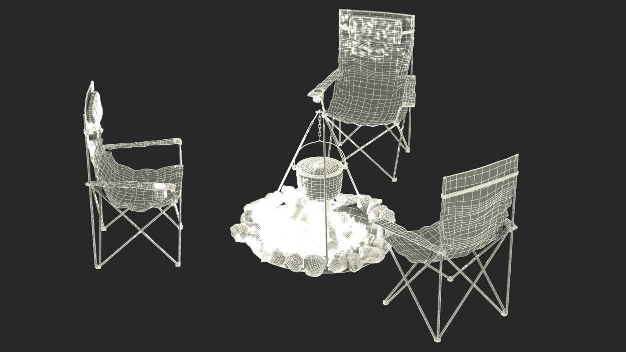 3D Chairs Around Campfire Pit