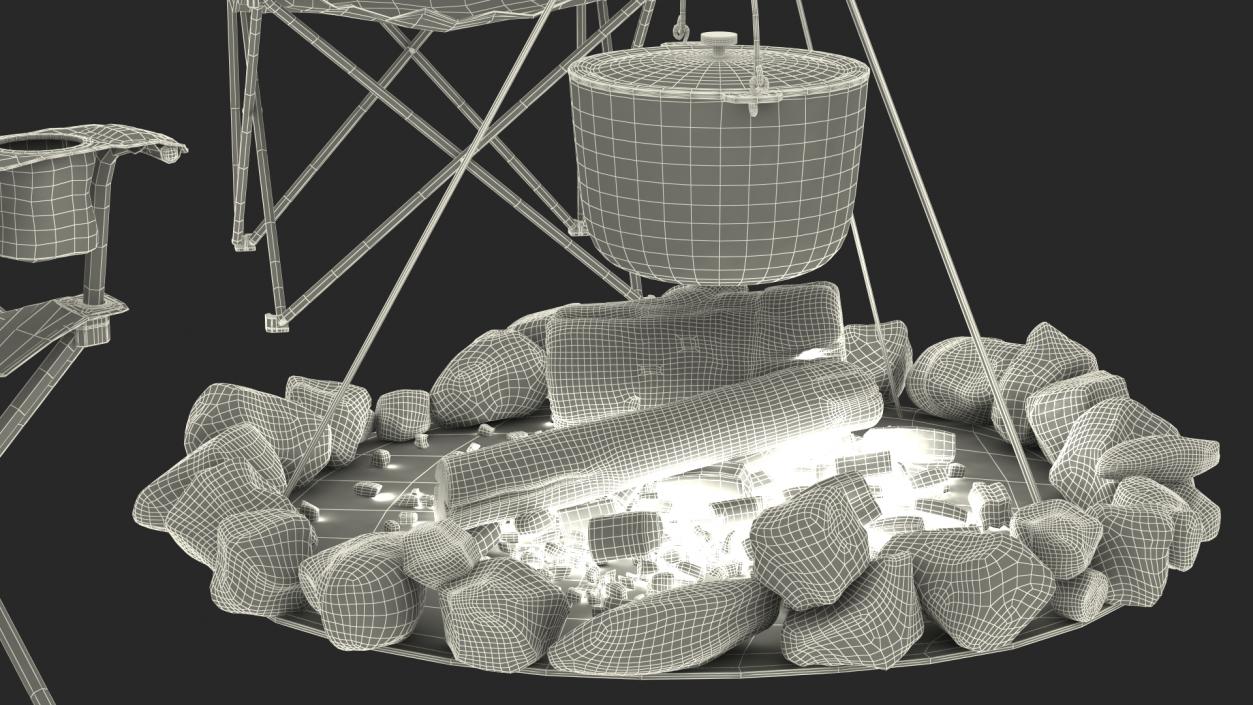 3D Chairs Around Campfire Pit
