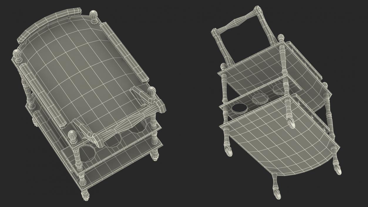 Hotel Style Trolley Serving Cart 3D