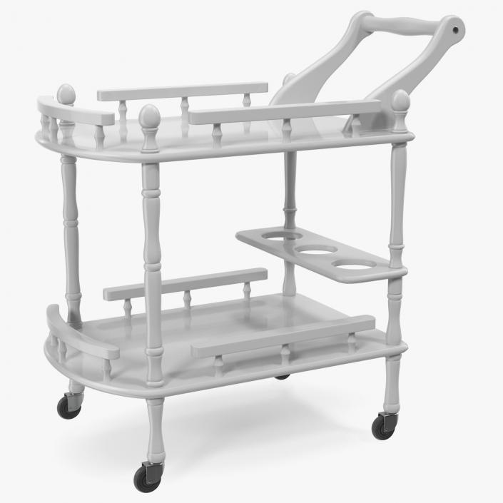 Hotel Style Trolley Serving Cart 3D