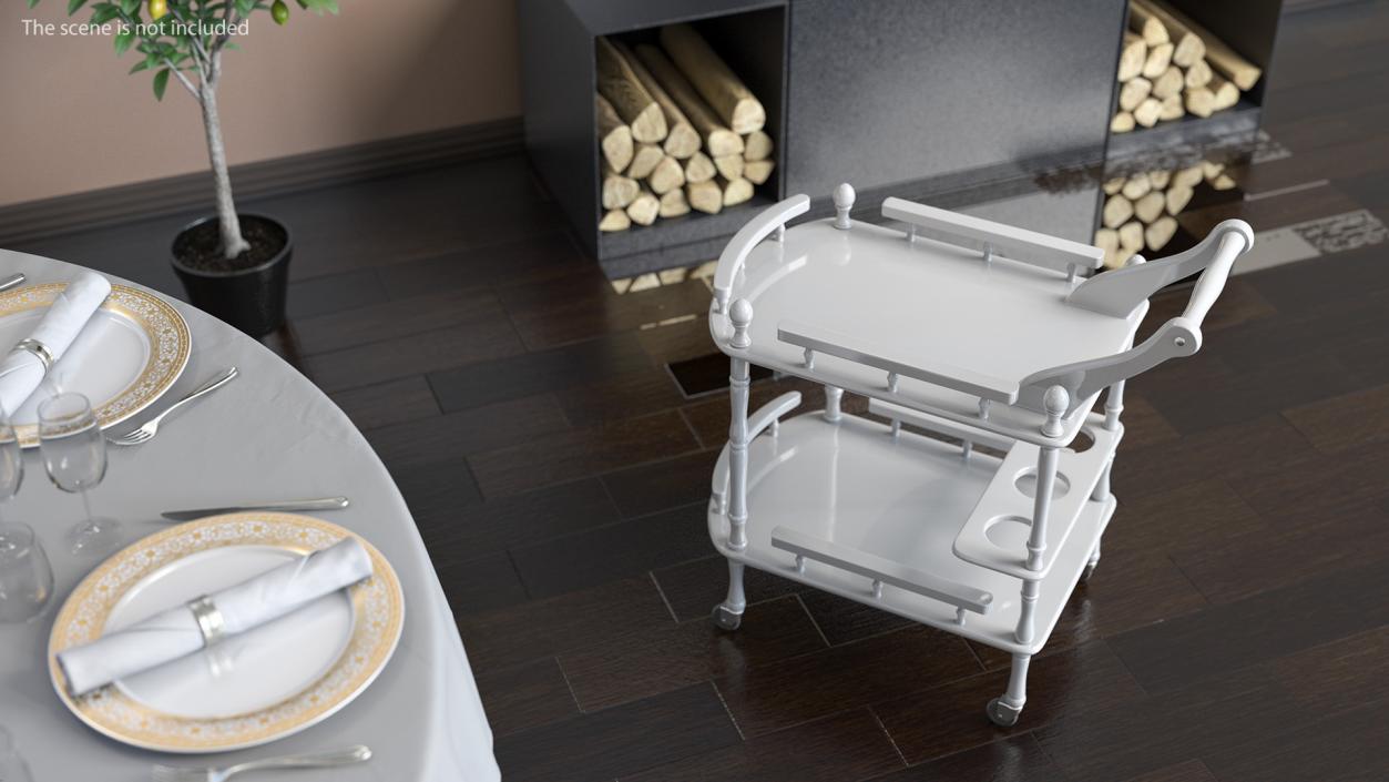 Hotel Style Trolley Serving Cart 3D