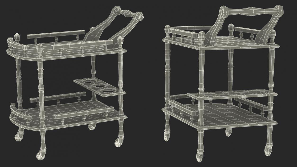 Hotel Style Trolley Serving Cart 3D