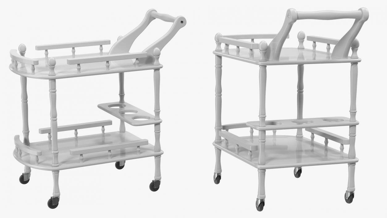 Hotel Style Trolley Serving Cart 3D