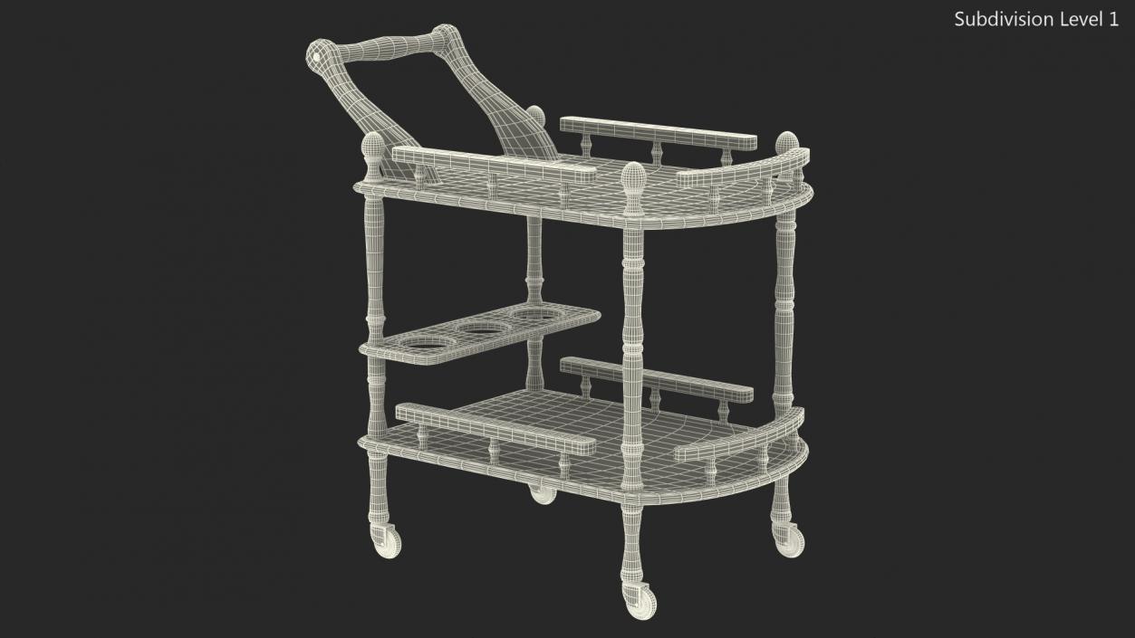 Hotel Style Trolley Serving Cart 3D