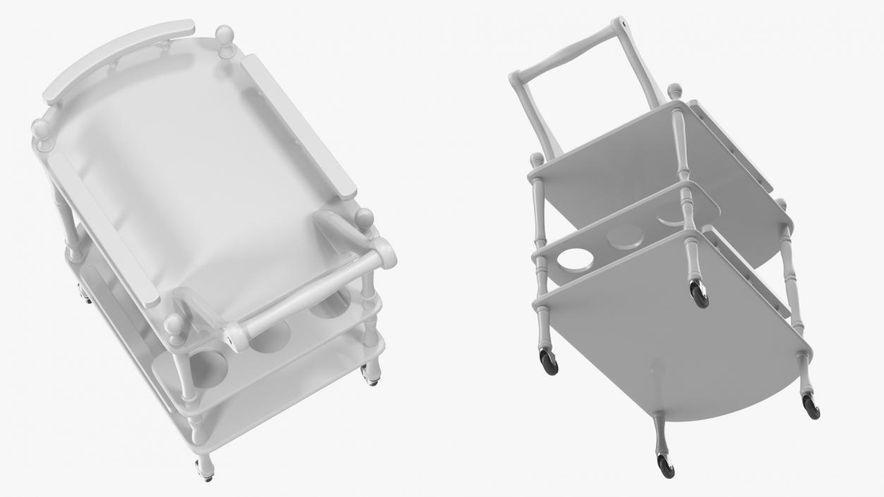 Hotel Style Trolley Serving Cart 3D