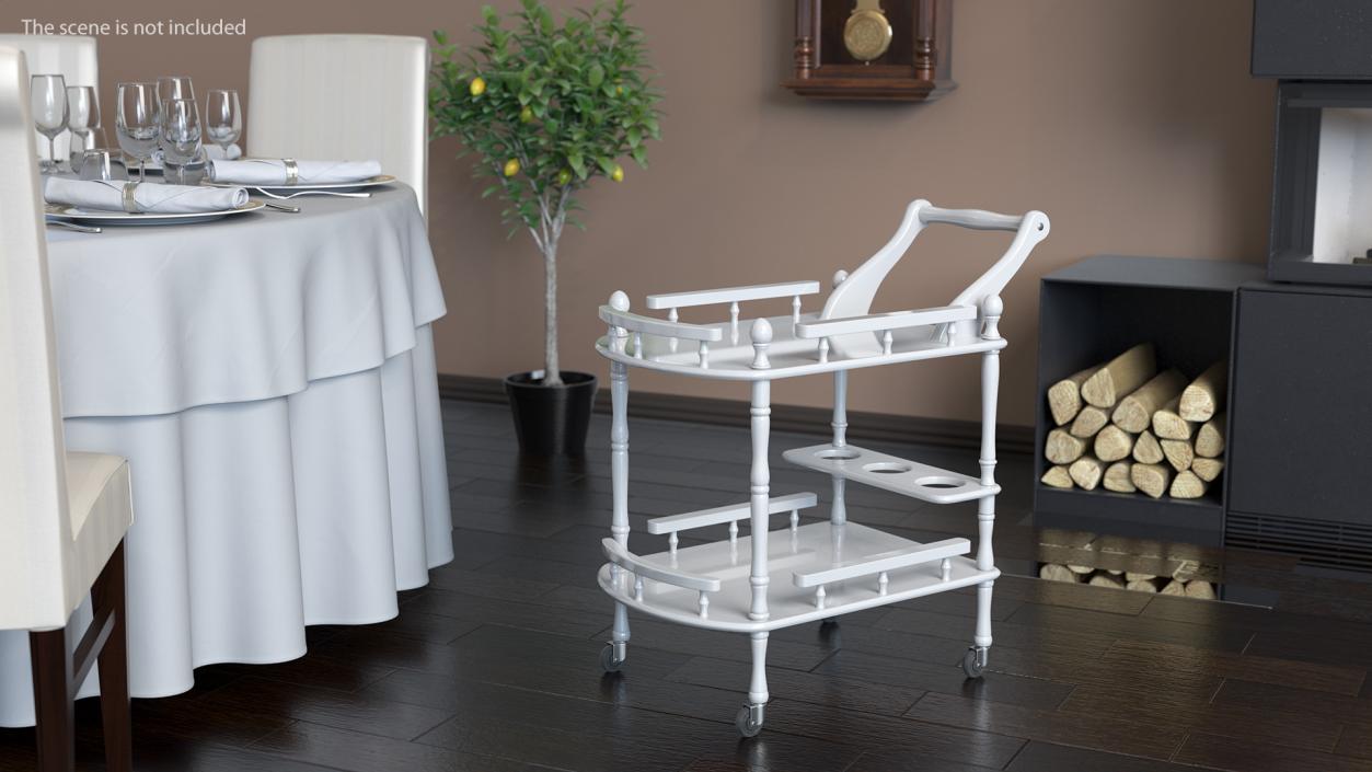 Hotel Style Trolley Serving Cart 3D