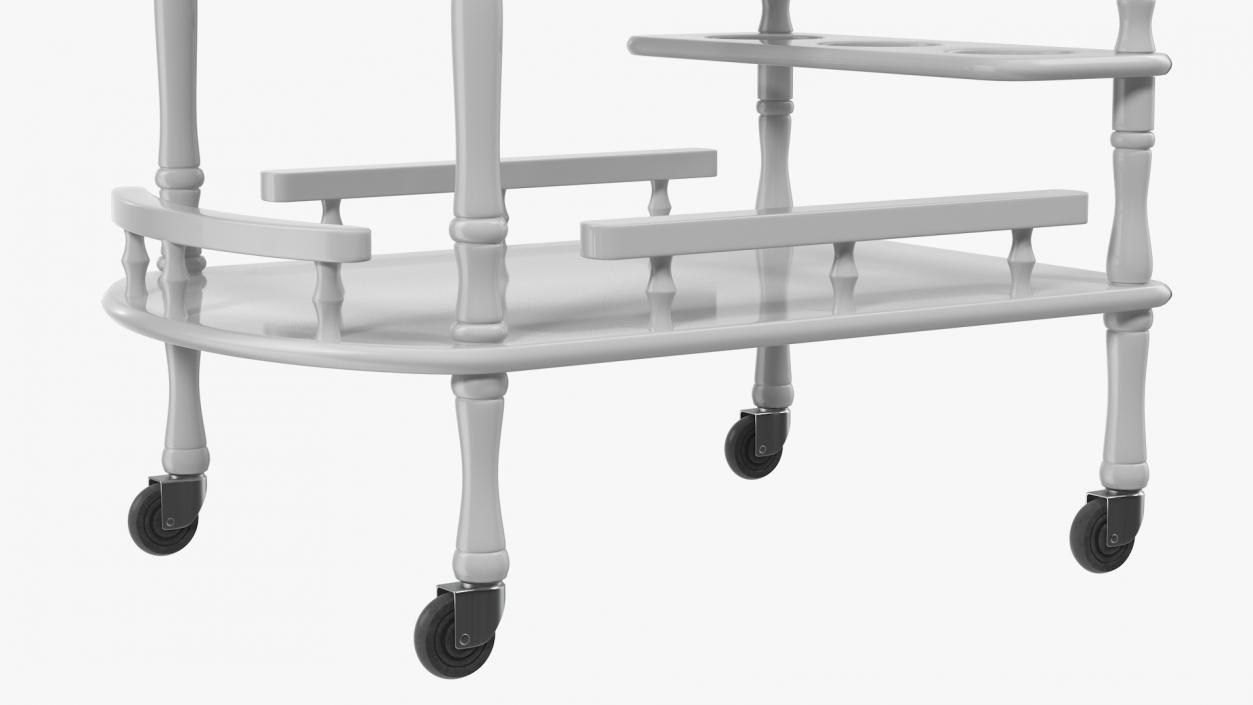 Hotel Style Trolley Serving Cart 3D