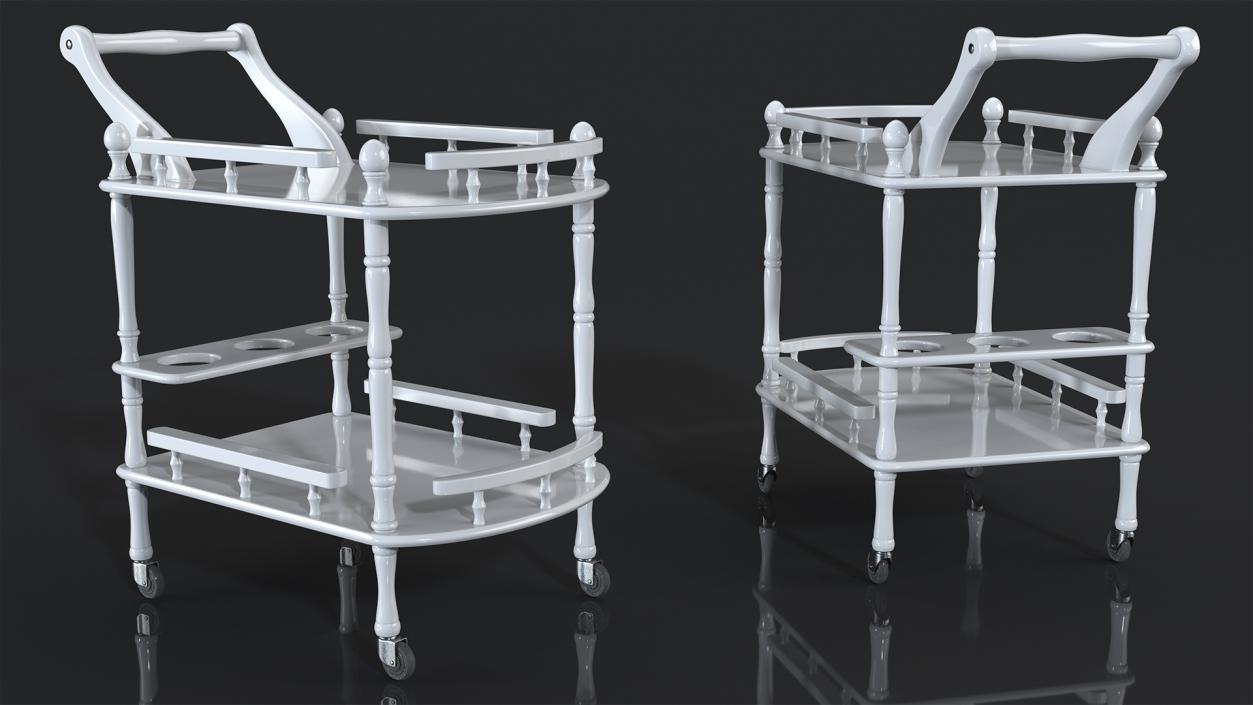 Hotel Style Trolley Serving Cart 3D