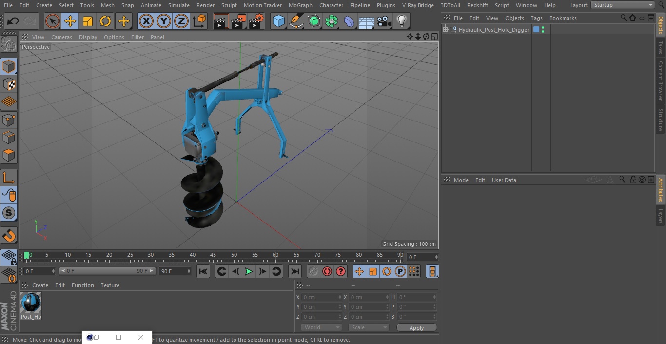 3D Hydraulic Post Hole Digger