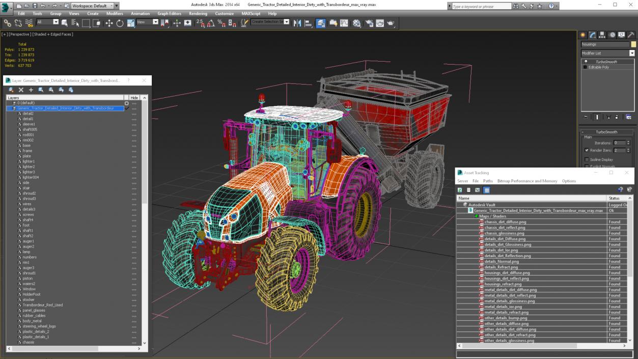 Generic Tractor Detailed Interior Dirty with Transbordeur 3D