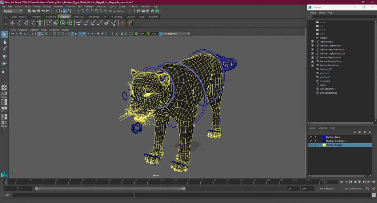 Black Panther Rigged for Maya 3D model