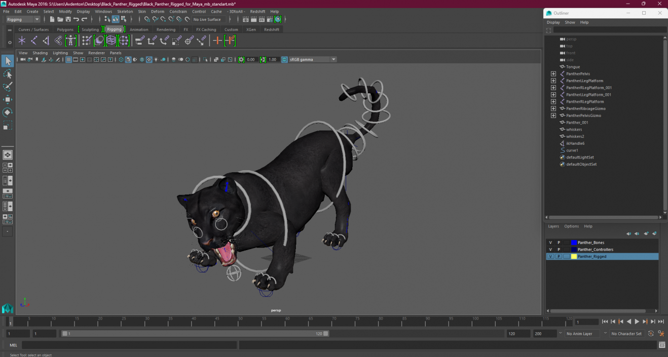 Black Panther Rigged for Maya 3D model