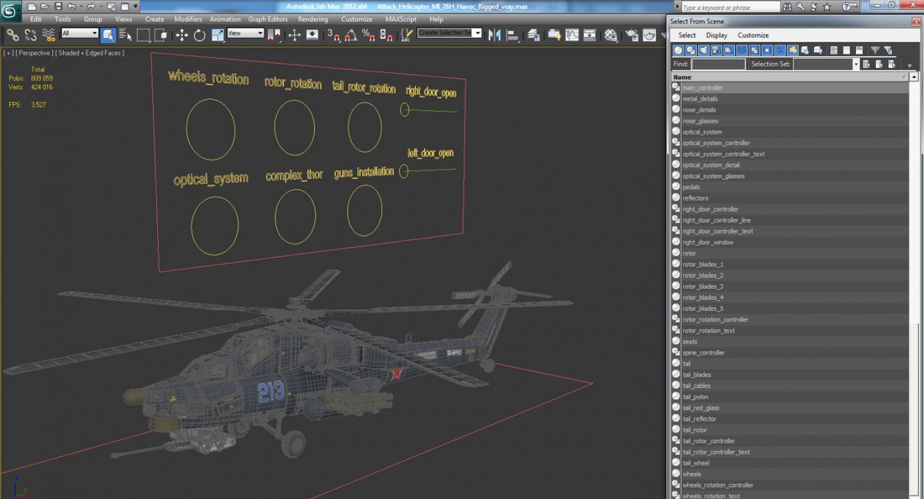 Attack Helicopter MI 28H Havoc Rigged 3D