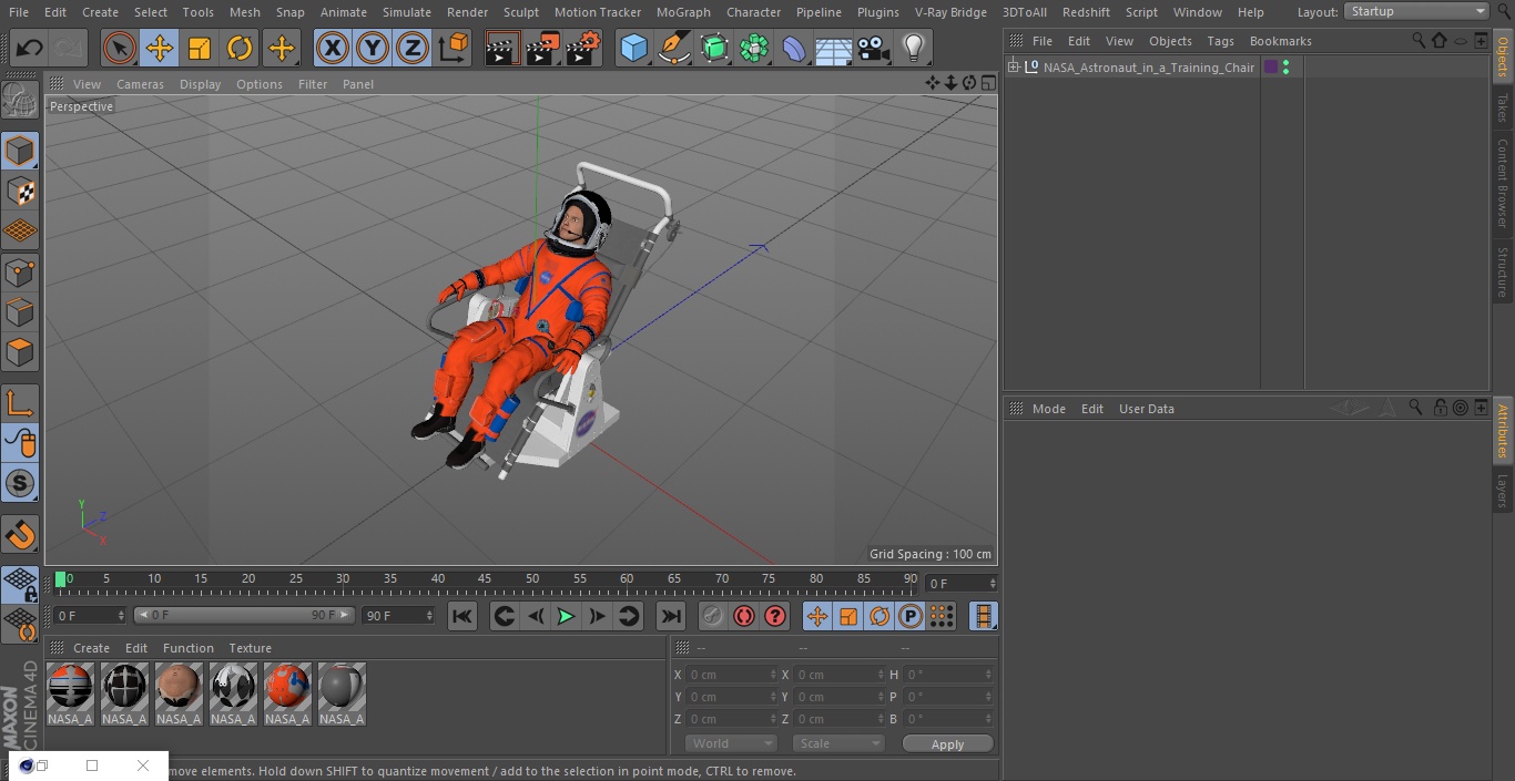 NASA Astronaut in a Training Chair 3D model