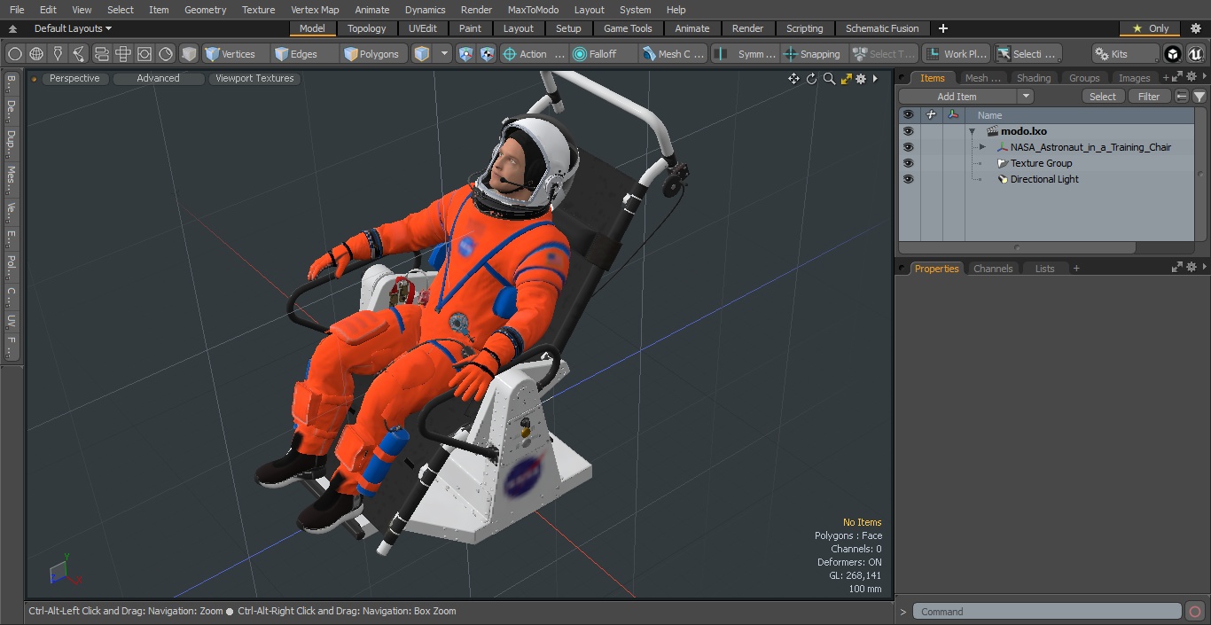 NASA Astronaut in a Training Chair 3D model