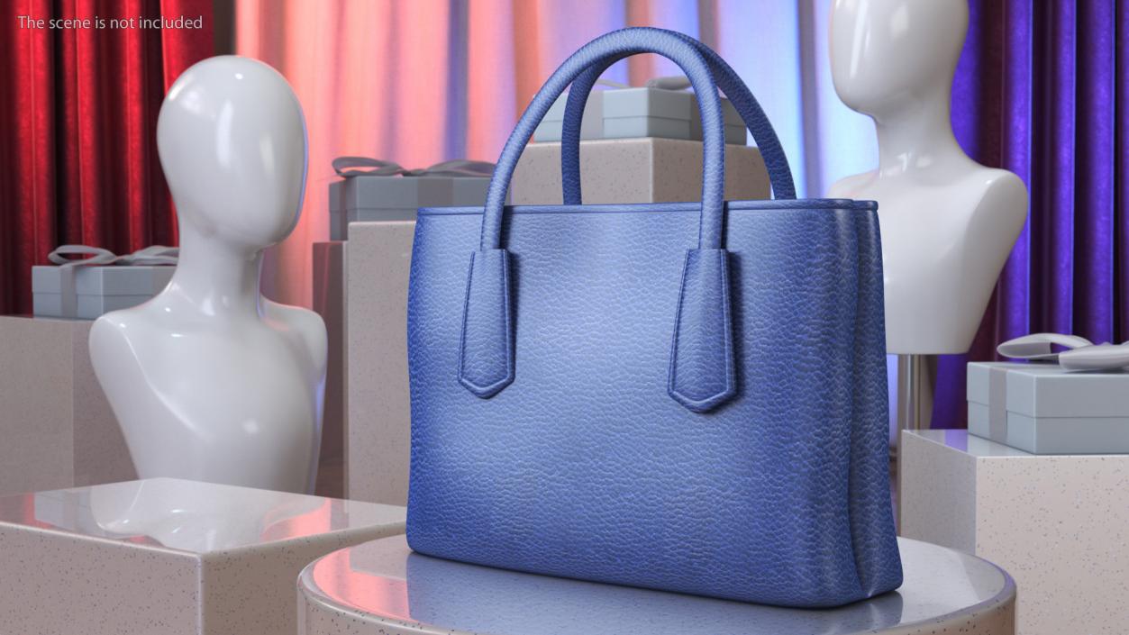 Women Leather Bag Blue 3D