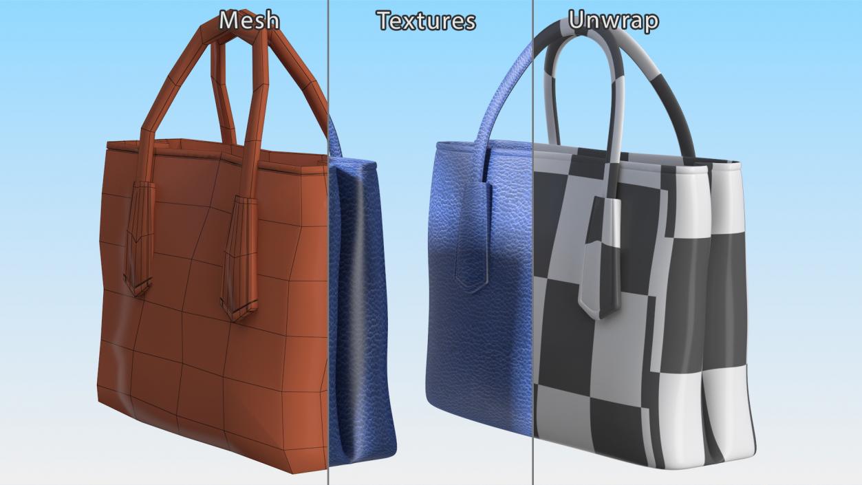 Women Leather Bag Blue 3D