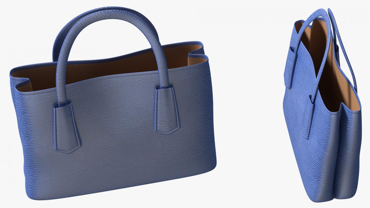 Women Leather Bag Blue 3D