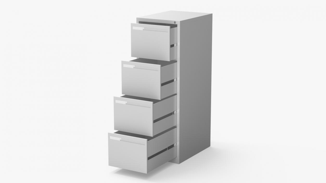 3D Filing Cabinet 4 Drawer Grey model