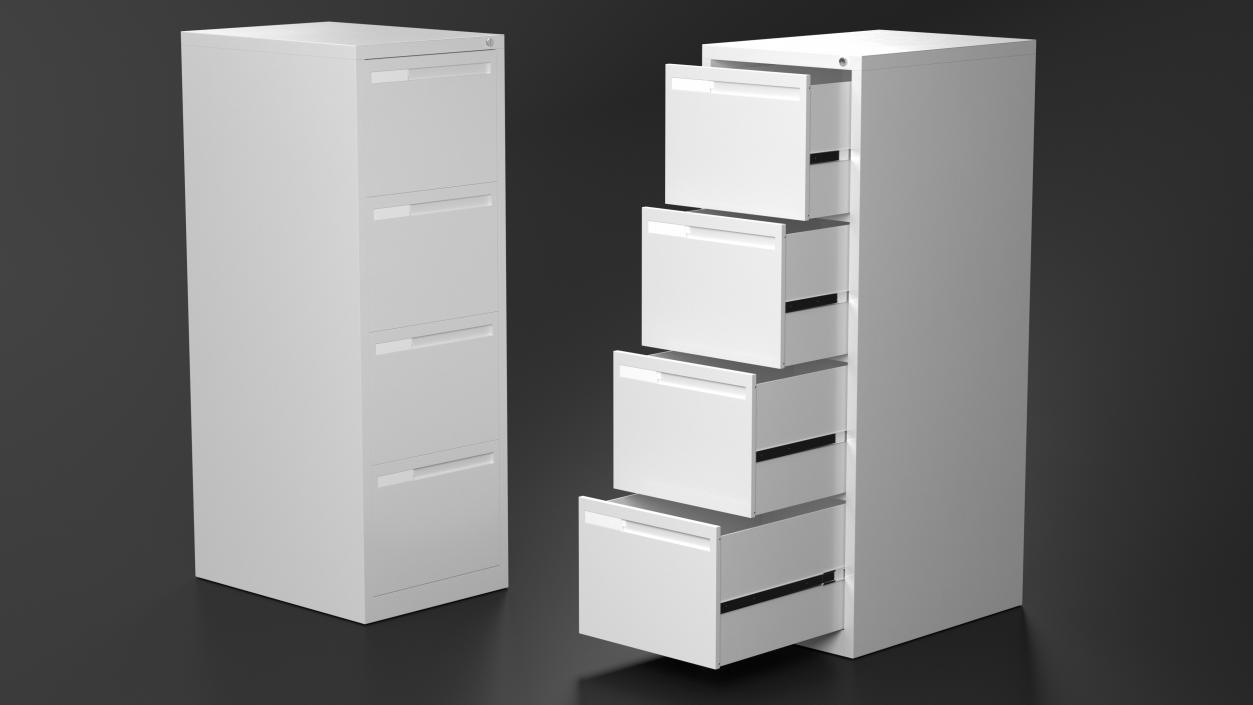 3D Filing Cabinet 4 Drawer Grey model