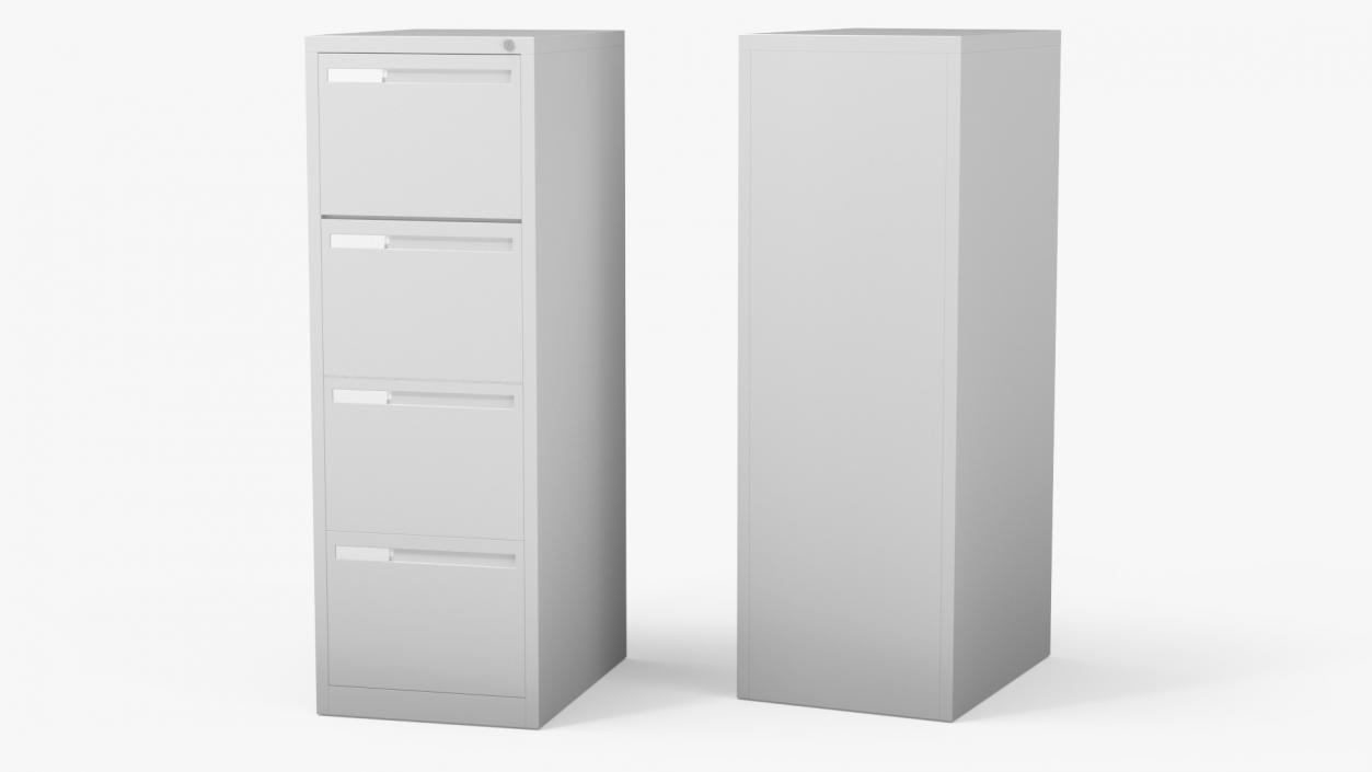 3D Filing Cabinet 4 Drawer Grey model