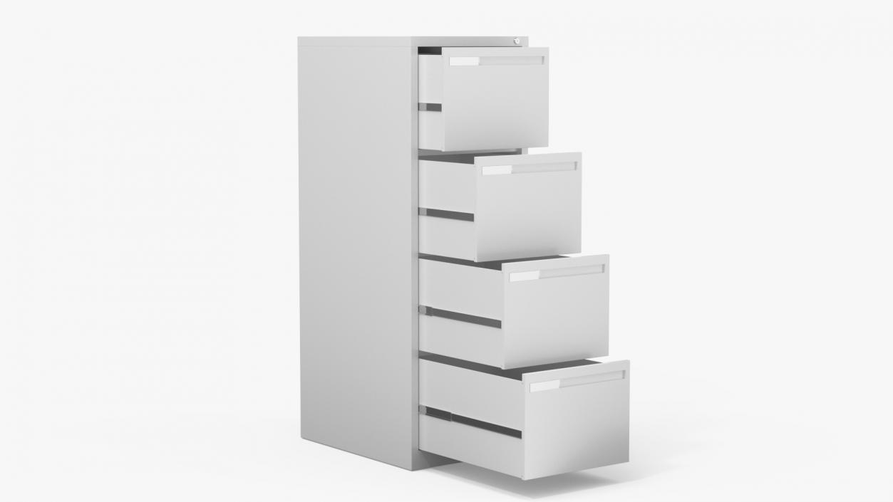 3D Filing Cabinet 4 Drawer Grey model